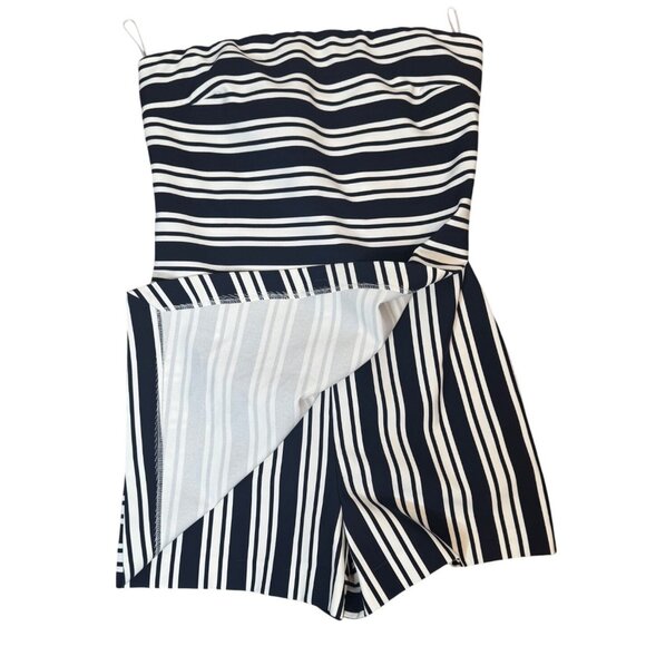 2/$30 ZARA Trafaluc Medium Strapless Navy & White Striped Romper Dress Shorts - Picture 6 of 15